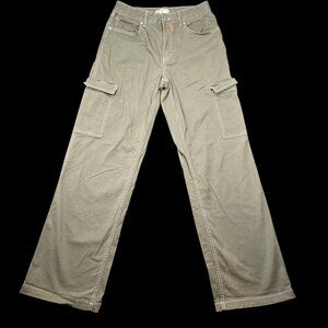 H&M Sage Green Cargo Utility Pants Contrast Stitching Pockets Womens Size 6